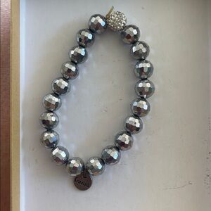 Dark Gray Metallic Beaded Bracelet